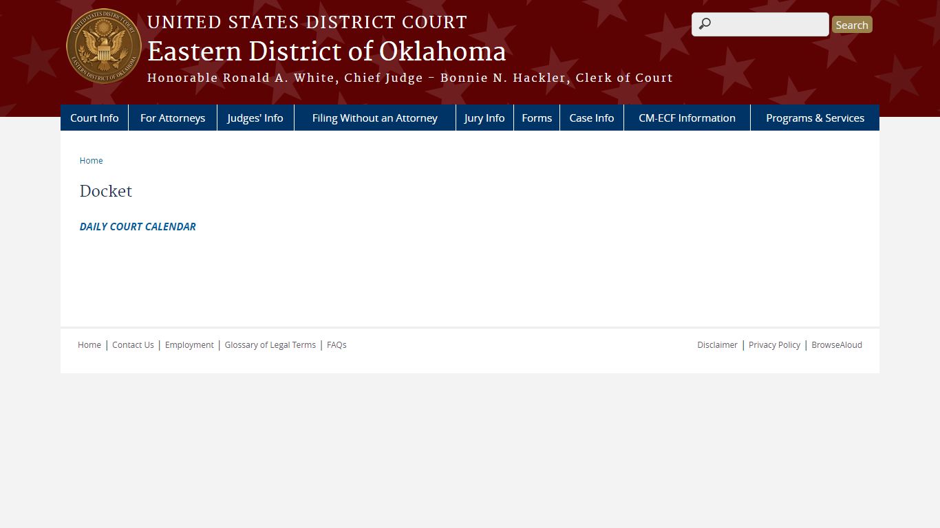 Docket | Eastern District of Oklahoma | United States District Court